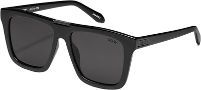 Quay Women's Name Drop Oversized Square Sunglasses (Black Frame/Black Polarized Lens) - 3/4 angle