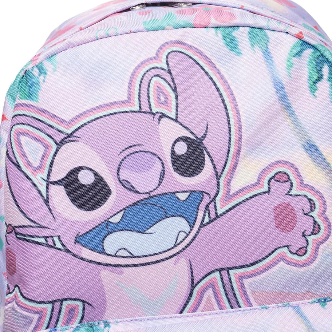 Wondapop Disney Stitch Angel Backpack 16” Girls School Backpack with Laptop Sleeve, Front Pocket &amp; Side Pockets, Cute Disney Bookbag for Kids