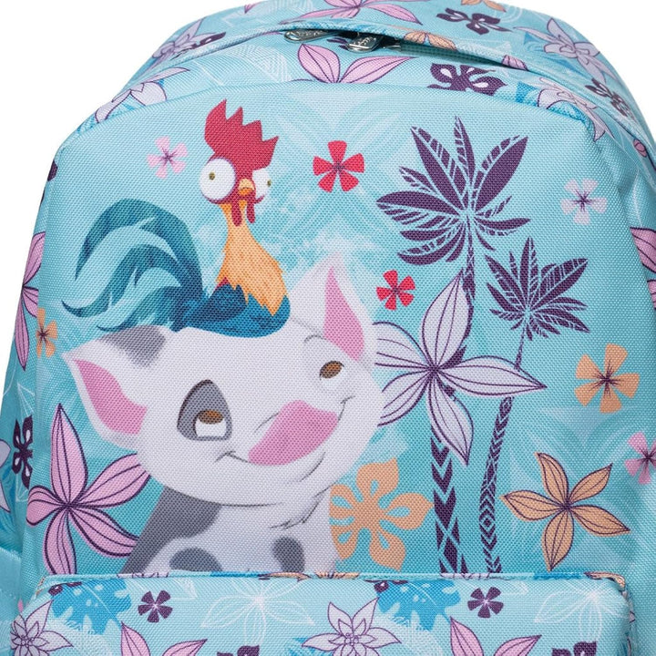 Wondapop Moana Backpack 16” Girls School Backpack with Laptop Sleeve, Front Pocket &amp; Side Pockets, Moana, Pua &amp; Hei Hei Bookbag for Kids