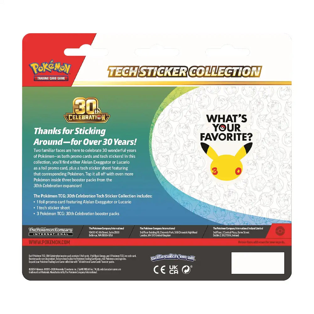 Pokémon TCG: 30th Celebration Tech Sticker Collection