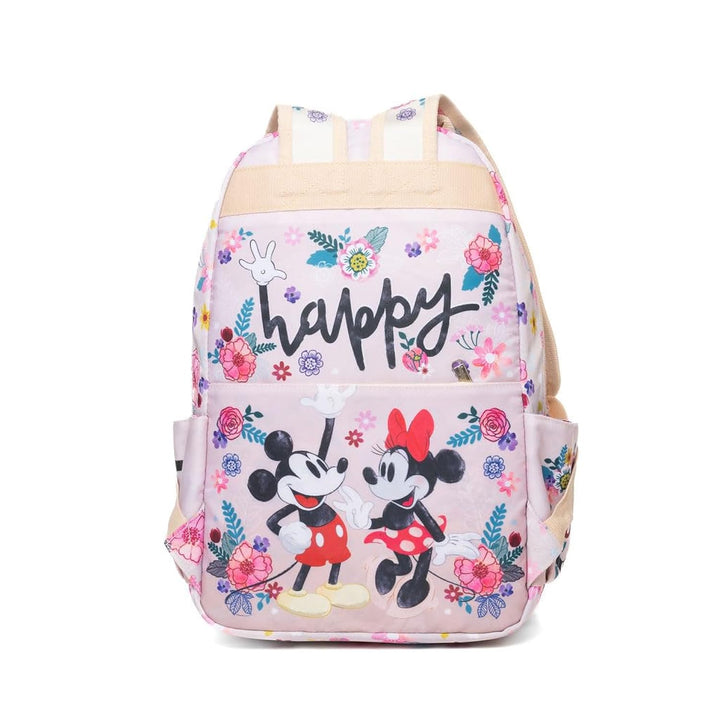 Wondapop Disney Mickey &amp; Minnie “Happy” 15.5” Nylon Backpack, Kids School Bag with Laptop Sleeve &amp; Pockets