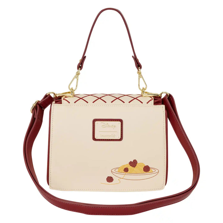 Loungefly Disney Lady &amp; the Tramp Spaghetti Dinner Charm Crossbody Bag