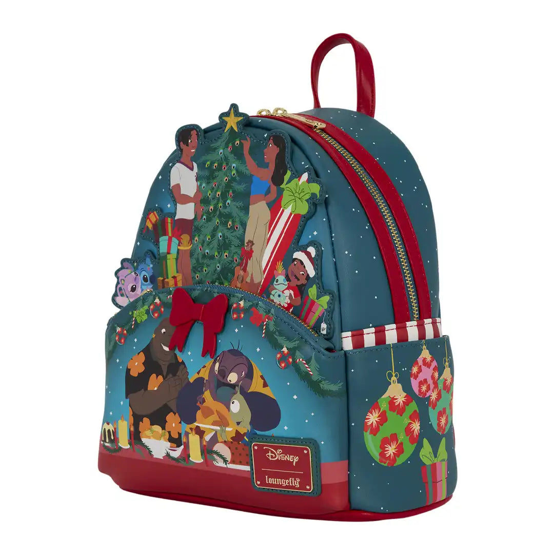 Loungefly Disney Lilo &amp; Stitch Holiday Celebration Mini Backpack
