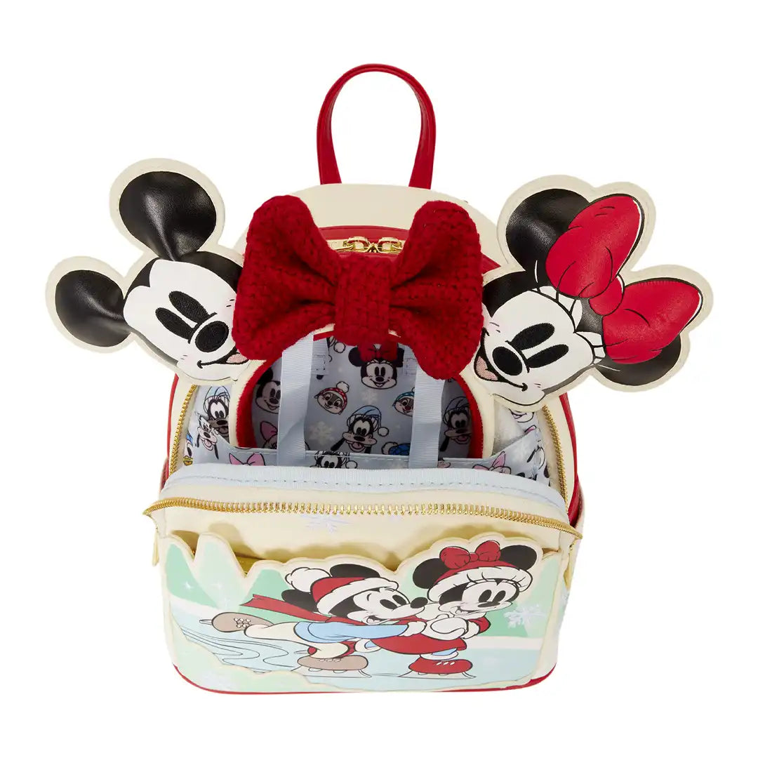 Loungefly Disney Mickey &amp; Friends Ice Skating Mini Backpack with Headband Holder