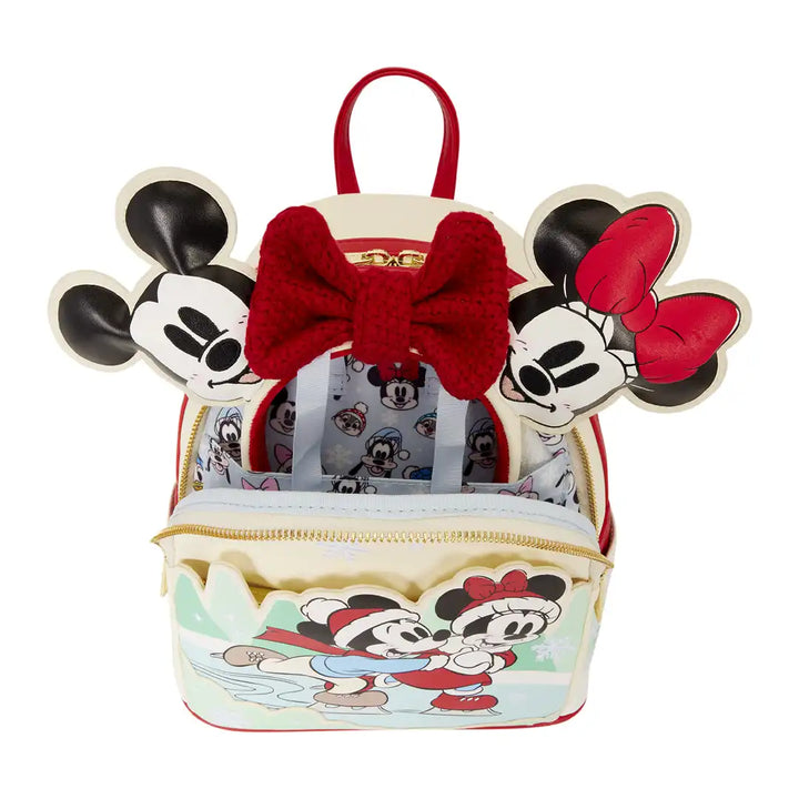 Loungefly Disney Mickey &amp; Friends Ice Skating Mini Backpack with Headband Holder