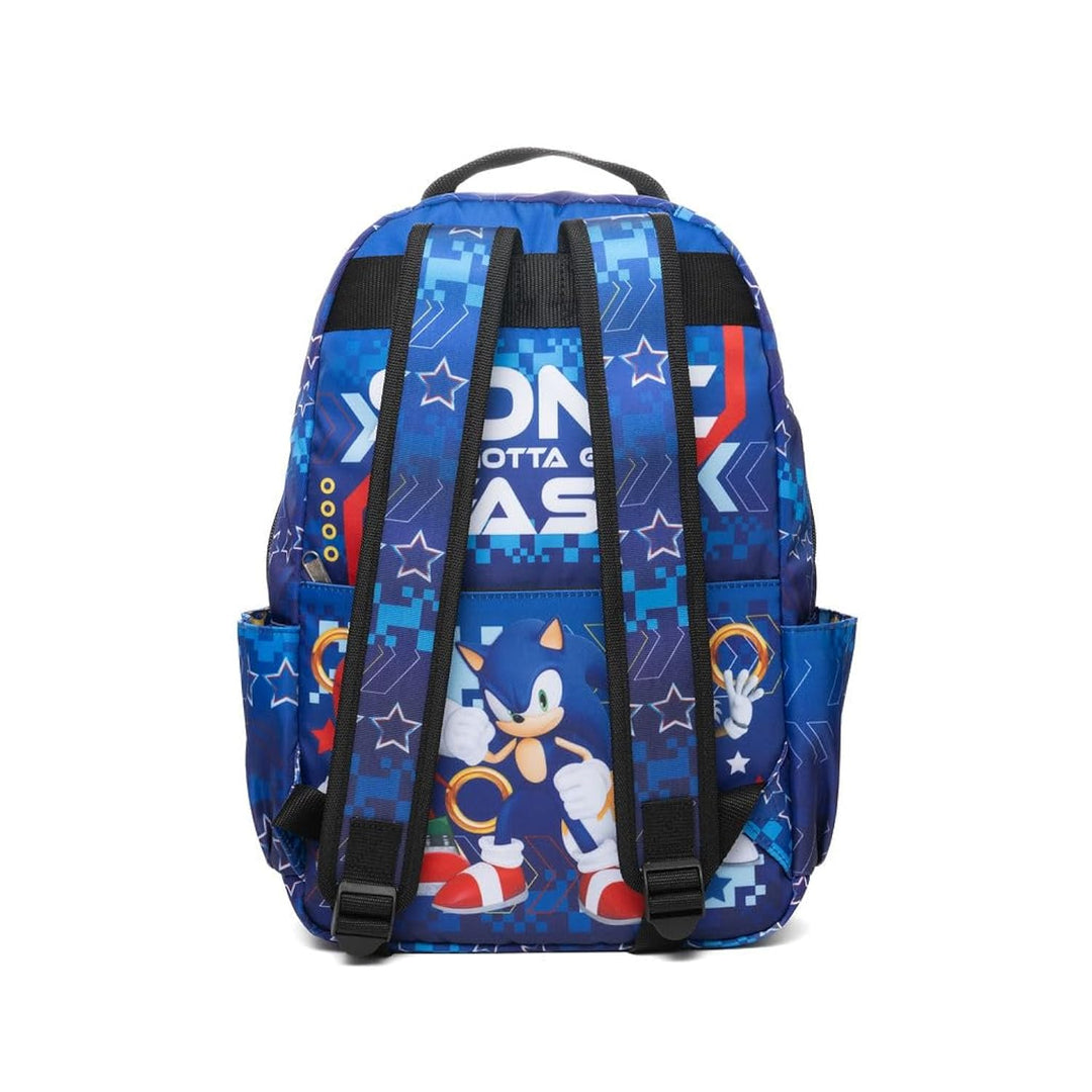 Wondapop SEGA Sonic the Hedgehog Backpack, 15.5 Inch Character Backpack with Padded Shoulder Straps, 14 Inch Laptop &amp; Tablet Compartment, Hidden Security Pocket, Side Pockets