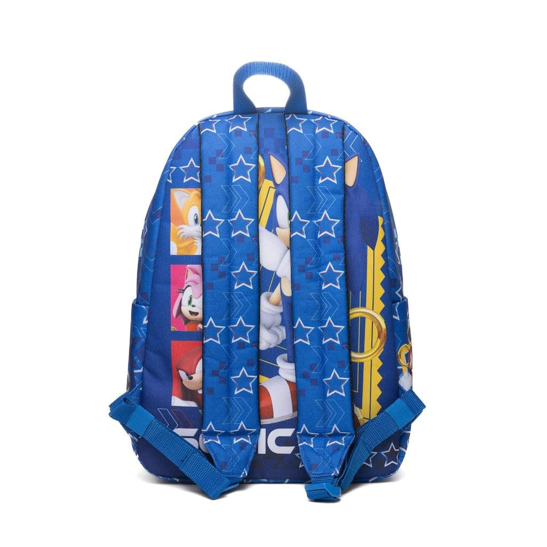 Wondapop SEGA Sonic the Hedgehog Backpack 16” Kids School Backpack with Laptop Sleeve, Front Pocket &amp; Side Pockets