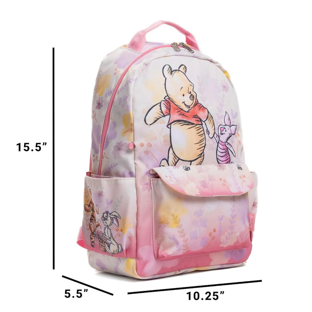 Wondapop Disney Winnie the Pooh Backpack,15.5 Inch Backpack with Padded Shoulder Straps, 14 Inch Laptop &amp; Tablet Compartment, Hidden Security Pocket, Front Pocket &amp; Side Pockets