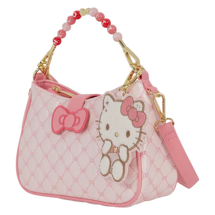 Loungefly Sanrio Hello Kitty Quilted Crossbody Bag with Beaded Handle &amp; Bag Charm