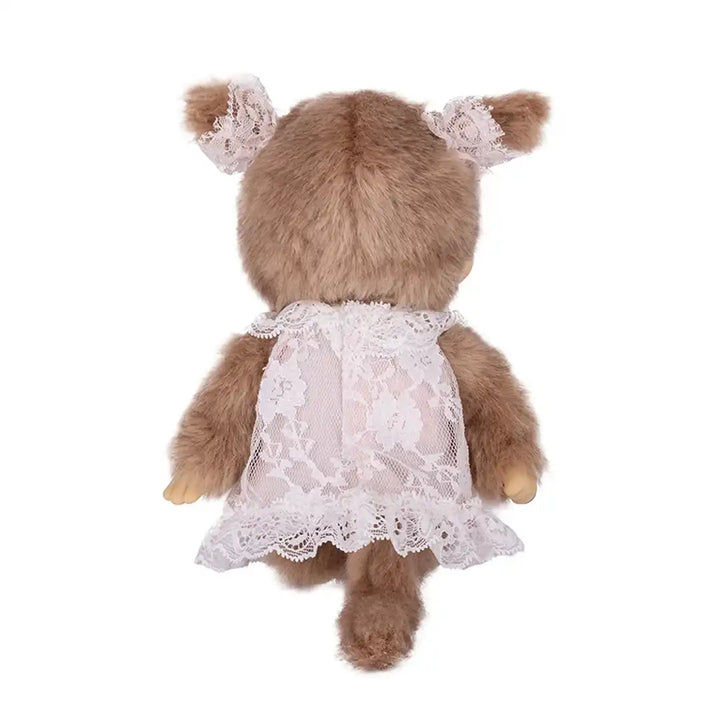 Monchhichi White Lace Dress Beige Girl Plush Toy