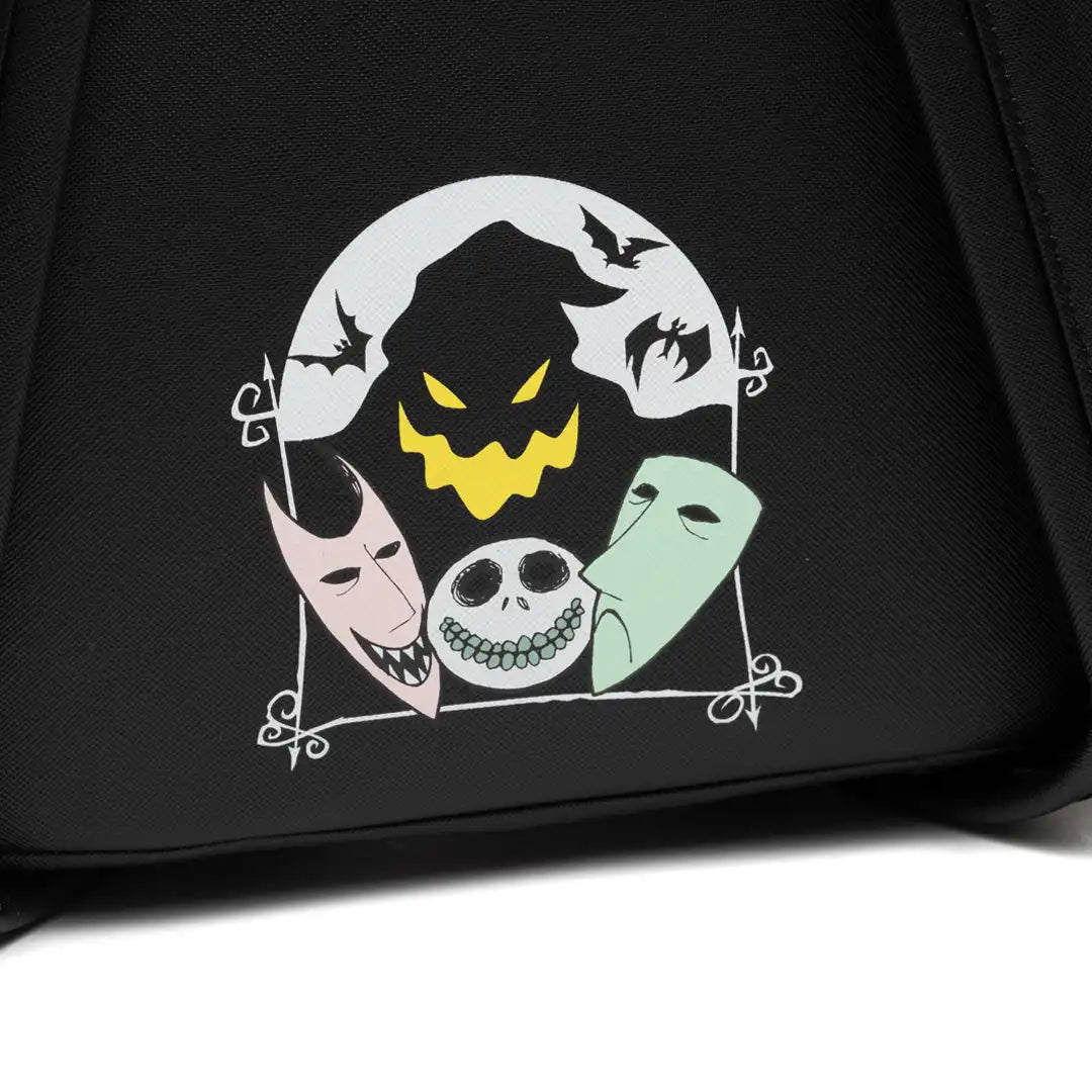 Loungefly Disney Nightmare Before Christmas Glow in the Dark Lock, Shock, and Barrel Triple Pocket Mini Backpack - 707 Street Exclusive