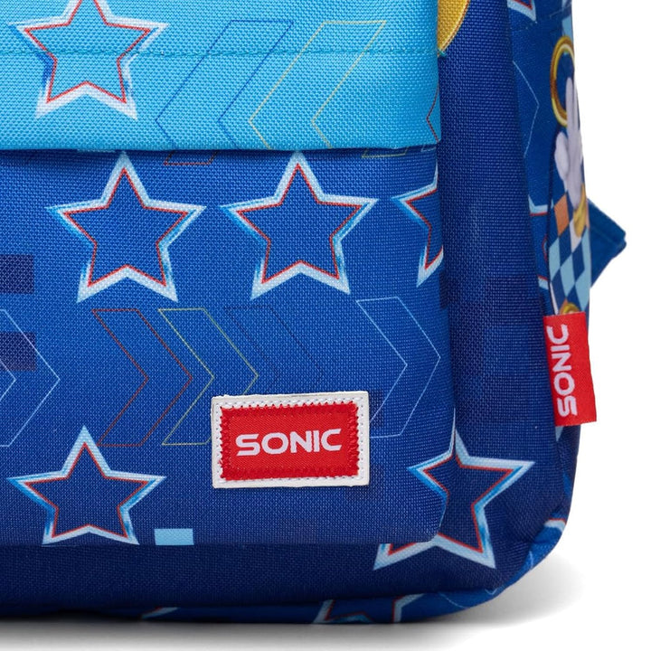 Wondapop SEGA Sonic the Hedgehog Backpack 16” Kids School Backpack with Laptop Sleeve, Front Pocket &amp; Side Pockets