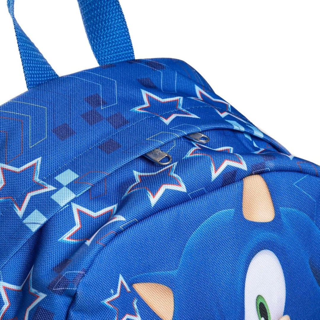 Wondapop SEGA Sonic the Hedgehog Backpack 16” Kids School Backpack with Laptop Sleeve, Front Pocket &amp; Side Pockets