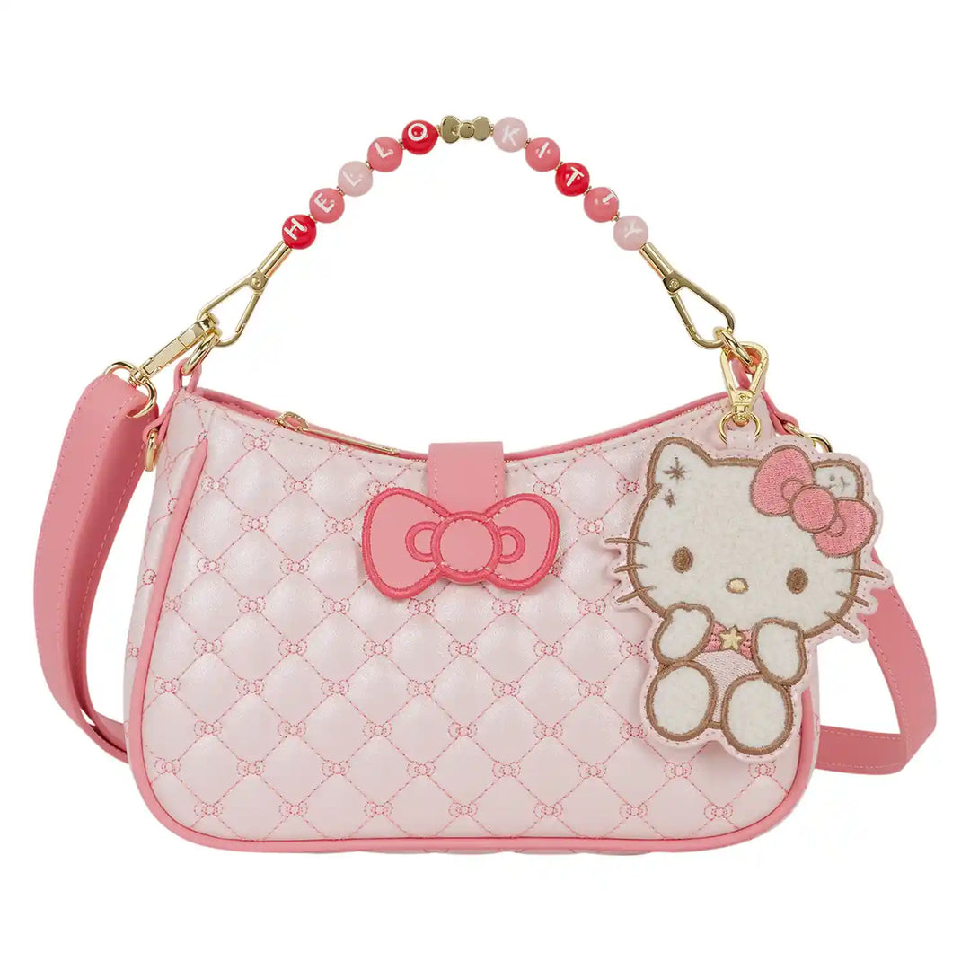 Loungefly Sanrio Hello Kitty Quilted Crossbody Bag with Beaded Handle & Bag Charm