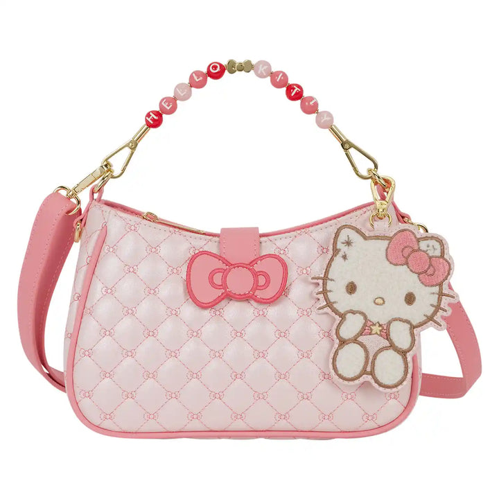 Loungefly Sanrio Hello Kitty Quilted Crossbody Bag with Beaded Handle &amp; Bag Charm