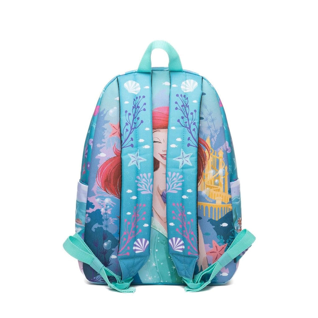 Wondapop Disney Princess Ariel Backpack 16” Girls School Backpack with Laptop Sleeve, Front Pocket &amp; Side Pockets, The Little Mermaid Bookbag for Kids