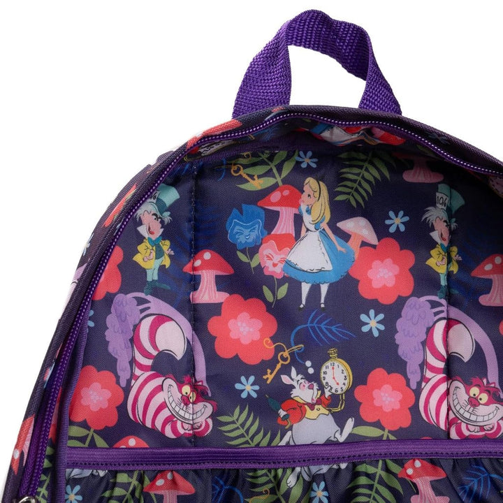 Wondapop Disney Alice in Wonderland Cheshire Cat Backpack 16” School Backpack with Laptop Sleeve, Front Pocket &amp; Side Pockets, Bookbag for Kids and Teens