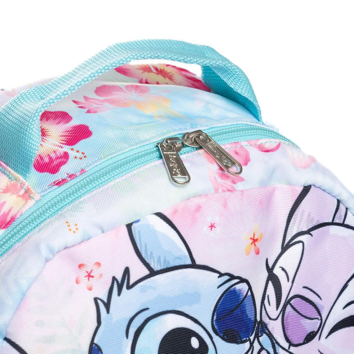 Wondapop Disney Stitch and Angel 15.5 Inch Junior Deluxe Nylon Backpack, Stitch and Angel, Kids School Bag with Laptop Sleeve &amp; Pockets