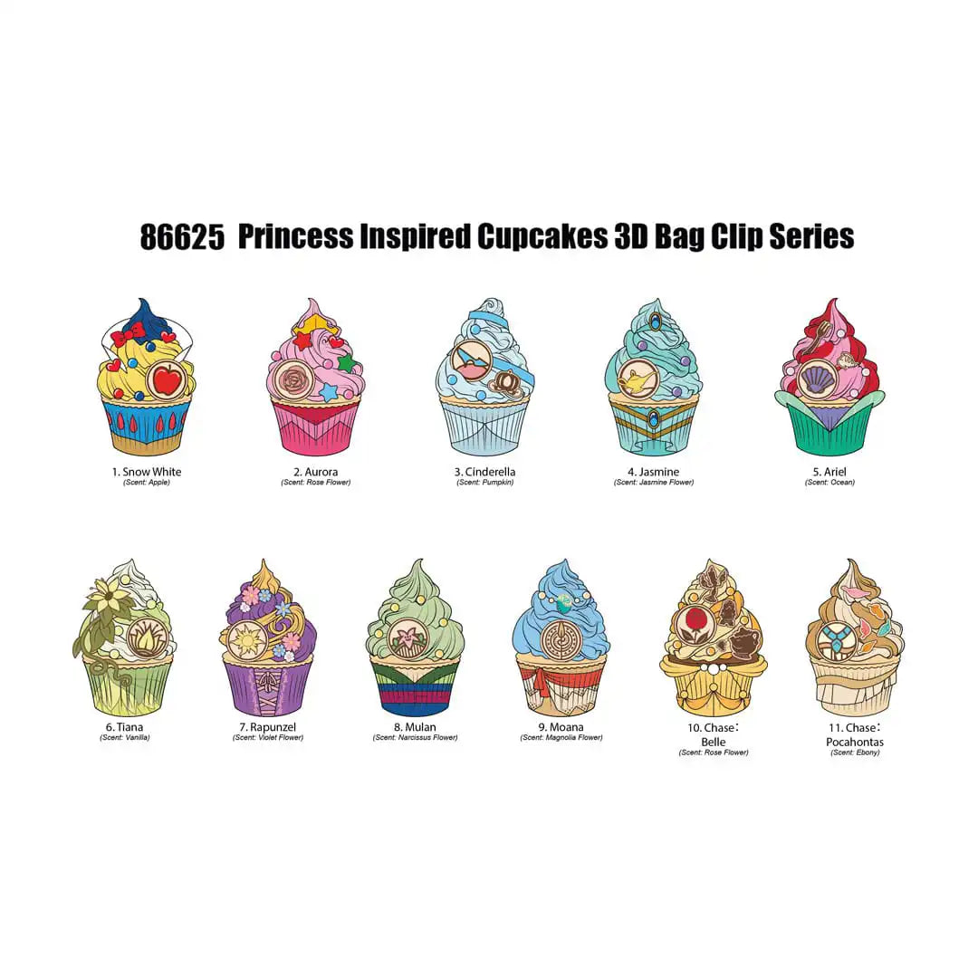 Monogram Princess Cupcakes 3D Foam Bag Clips Blind Bag
