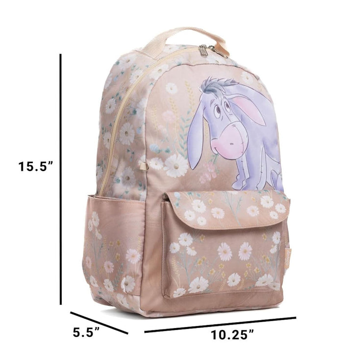 Wondapop Disney Winnie the Pooh Eeyore Backpack 15.5 Inch Backpack with Padded Shoulder Straps, 14 Inch Laptop &amp; Tablet Compartment, Hidden Security Pocket, Front Pocket &amp; Side Pockets