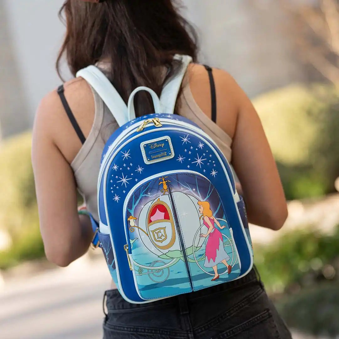 cinderella loungefly mini backpack Pink Floral 75th Anniversary Feel like royalty with this bag inspired by Disneys Cinderella Loungefly Disney Cinderella Dress Filigree