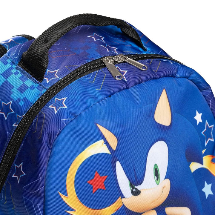Wondapop SEGA Sonic the Hedgehog Backpack, 15.5 Inch Character Backpack with Padded Shoulder Straps, 14 Inch Laptop &amp; Tablet Compartment, Hidden Security Pocket, Side Pockets