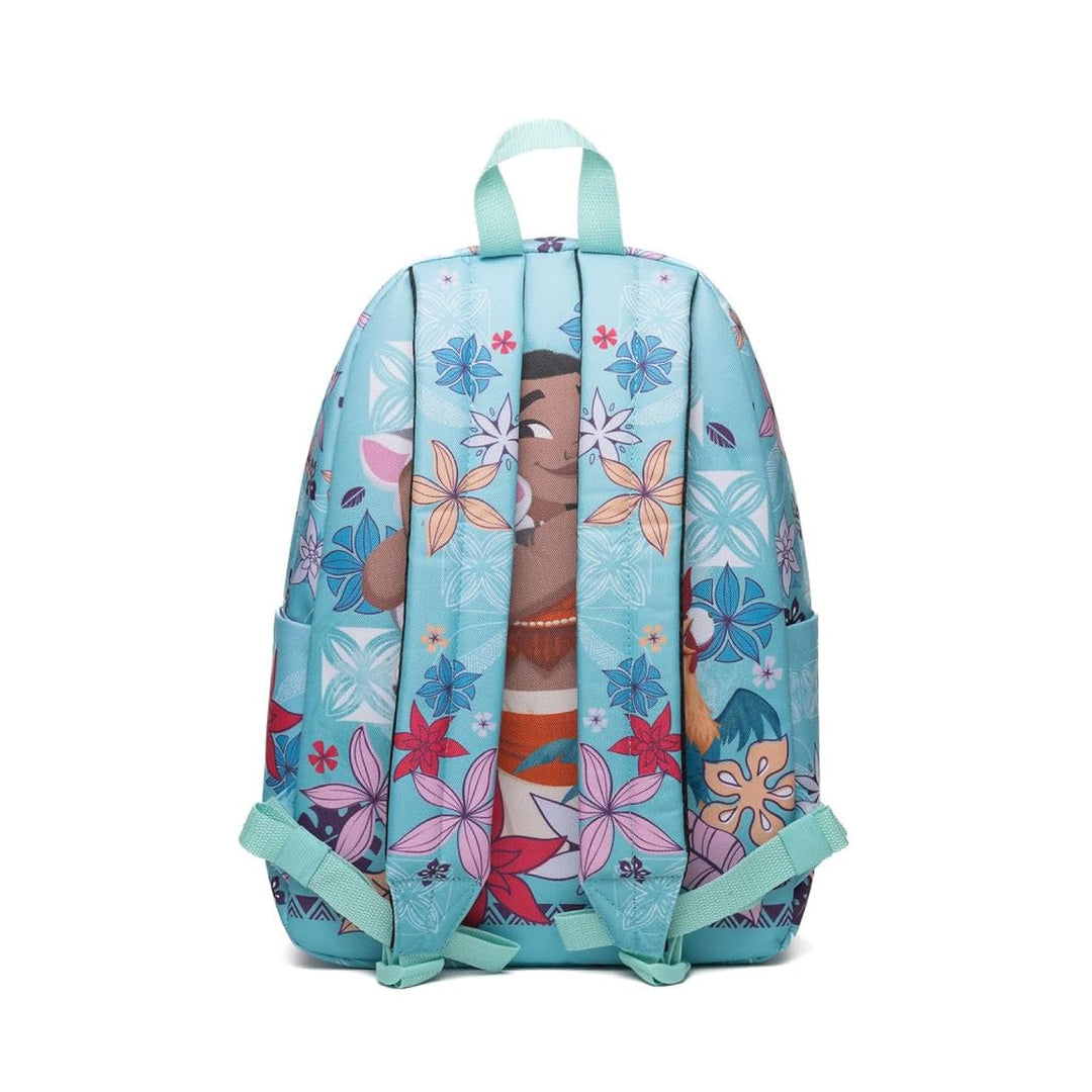 Wondapop Moana Backpack 16” Girls School Backpack with Laptop Sleeve, Front Pocket &amp; Side Pockets, Moana, Pua &amp; Hei Hei Bookbag for Kids