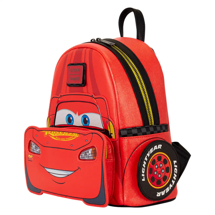 Loungefly Disney Pixar Cars 20th Anniversary Lightning McQueen Shimmer Light-Up Mini Backpack