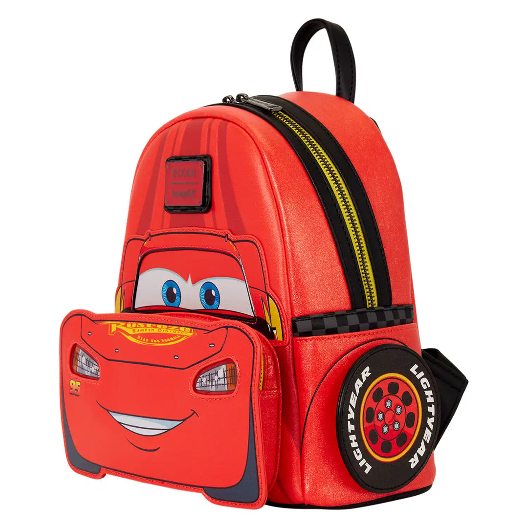 Loungefly Disney Pixar Cars 20th Anniversary Lightning McQueen Shimmer Light-Up Mini Backpack