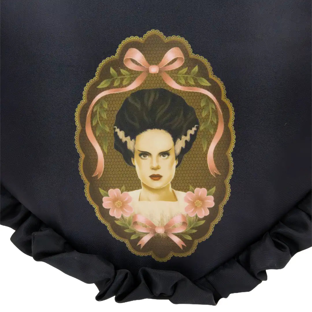 Whatever Makes You Happy Universal Monsters Coquette Frankie &amp; Bride Oversized Heart Tote Bag