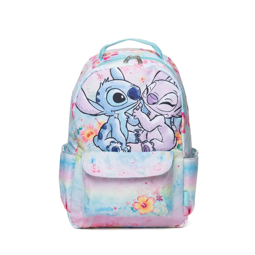 Wondapop Disney Stitch and Angel 15.5 Inch Junior Deluxe Nylon Backpack, Stitch and Angel, Kids School Bag with Laptop Sleeve &amp; Pockets