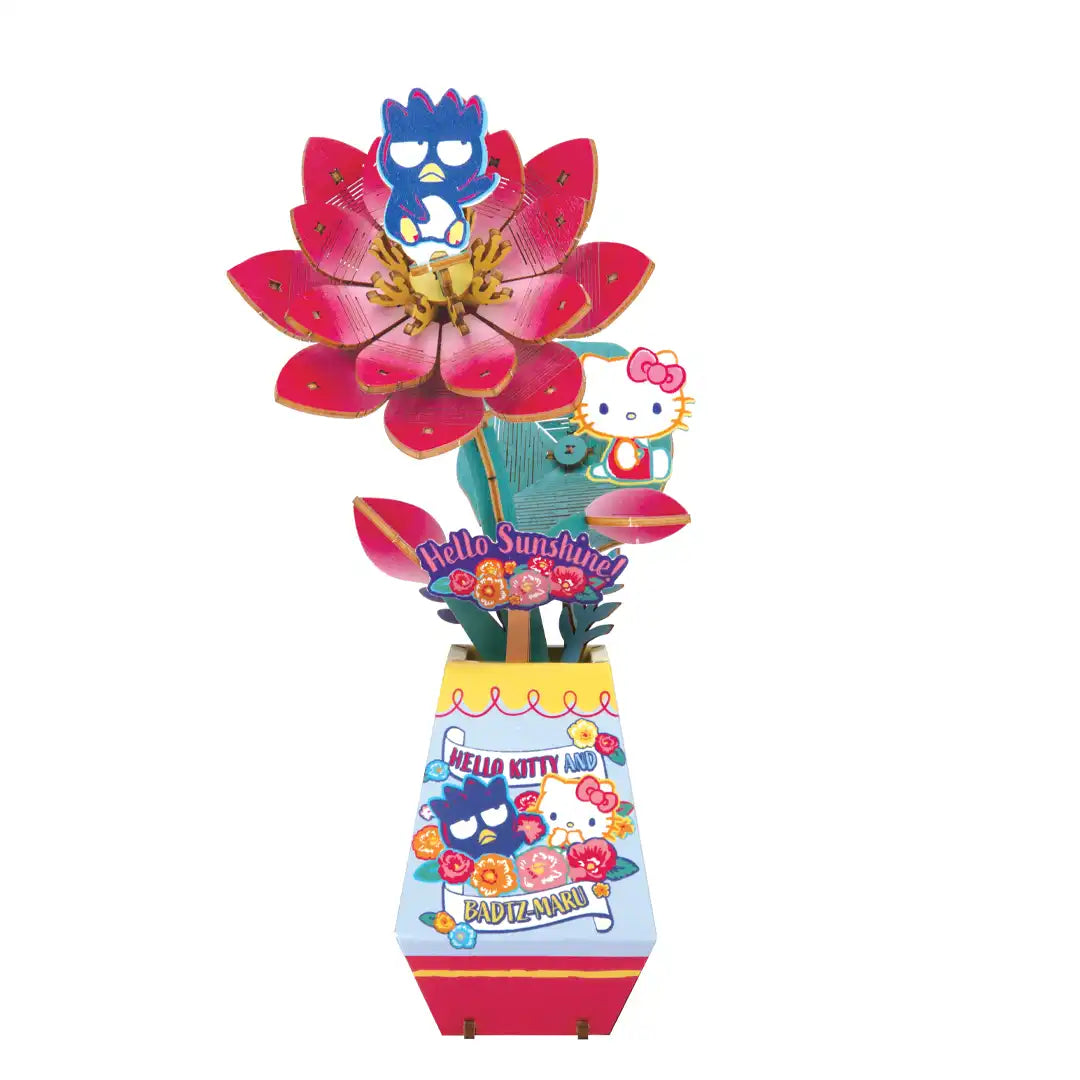 Hands Craft Wooden Puzzle: Hello Kitty and Friends DIY 3D Flower - Cherry Lotus