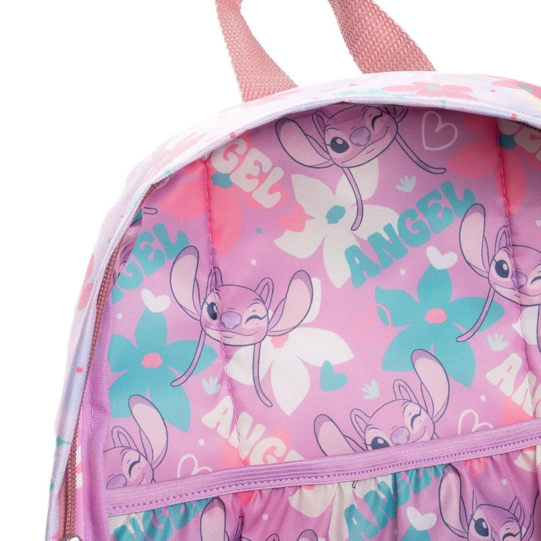 Wondapop Disney Stitch Angel Backpack 16” Girls School Backpack with Laptop Sleeve, Front Pocket &amp; Side Pockets, Cute Disney Bookbag for Kids