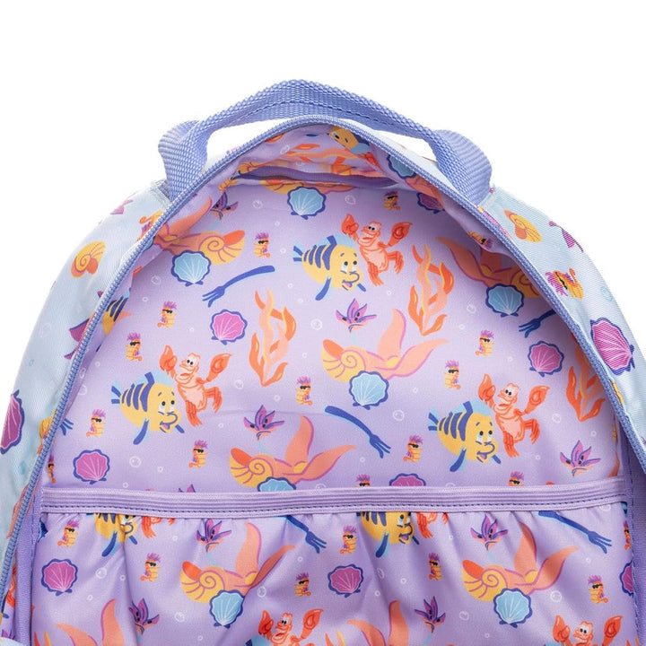 Wondapop Disney The Little Mermaid 15.5 Inch Junior Deluxe Nylon Backpack, Waves of Fun, Kids School Bag with Laptop Sleeve &amp; Pockets