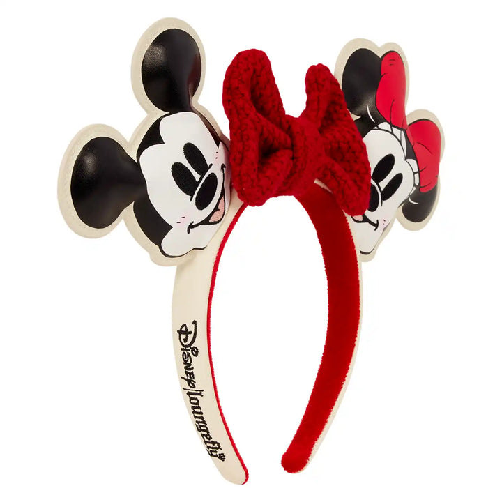 Loungefly Disney Mickey &amp; Minnie Knit Bow Holiday Ear Headband