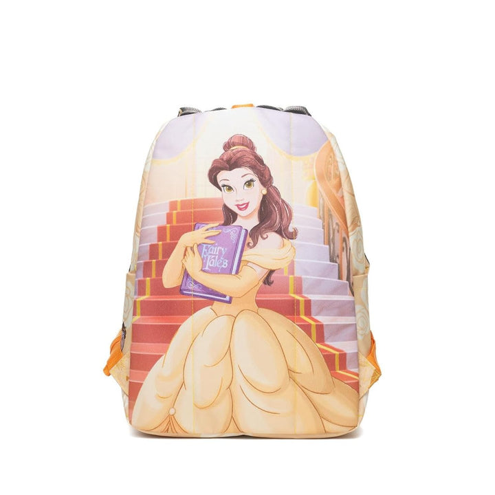 Wondapop Disney Princess Belle Backpack 16” Girls School Backpack with Laptop Sleeve, Front Pocket &amp; Side Pockets, Beauty and the Beast Bookbag for Kids