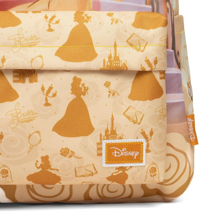 Wondapop Disney Princess Belle Backpack 16” Girls School Backpack with Laptop Sleeve, Front Pocket &amp; Side Pockets, Beauty and the Beast Bookbag for Kids