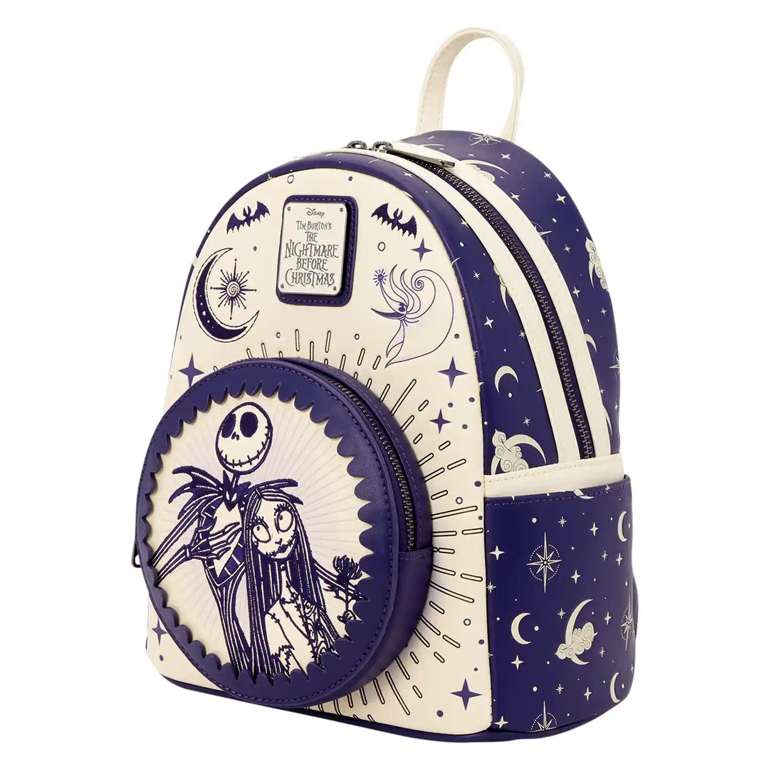 Loungefly Disney Nightmare Before Christmas Jack Skellington &amp; Sally Night Sky Mini Backpack