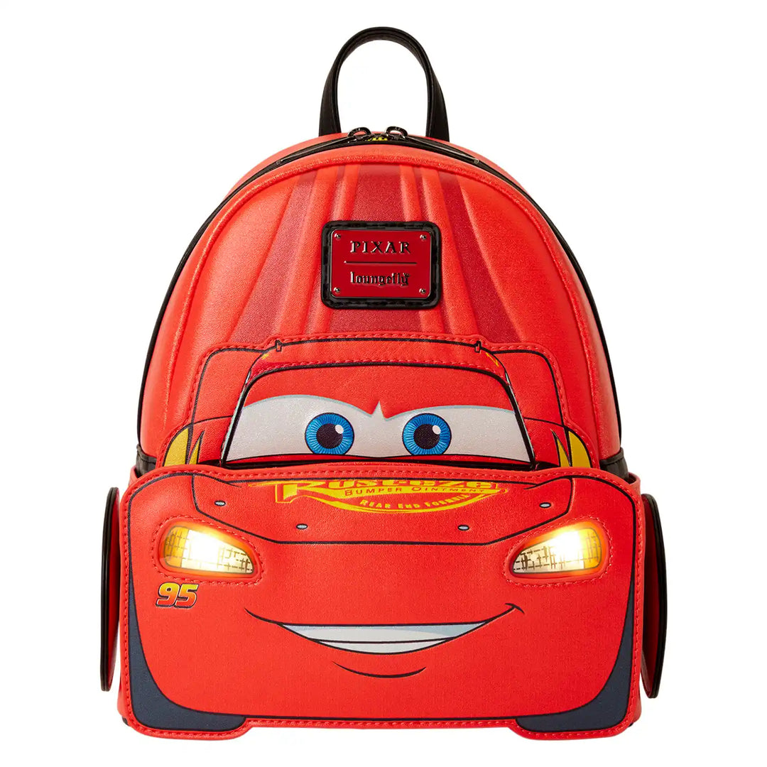 Loungefly Disney Pixar Cars 20th Anniversary Lightning McQueen Shimmer Light-Up Mini Backpack