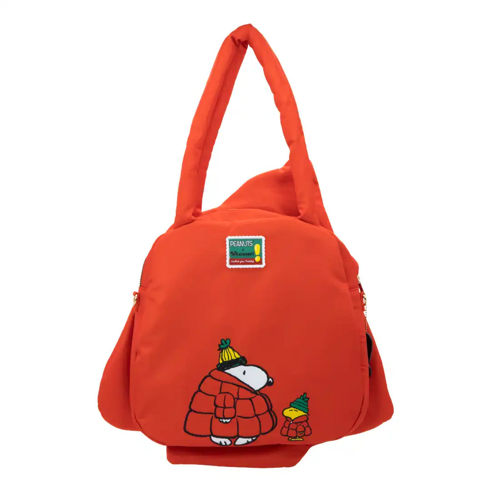 Whatever Makes You Happy Peanuts Snoopy Oversized Puffer Jacket Tote Bag