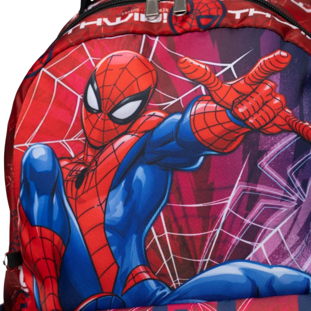 Wondapop Marvel Spider-Man 15.5 Inch Deluxe Nylon Backpack, Kids School Bag with Laptop Sleeve &amp; Pockets