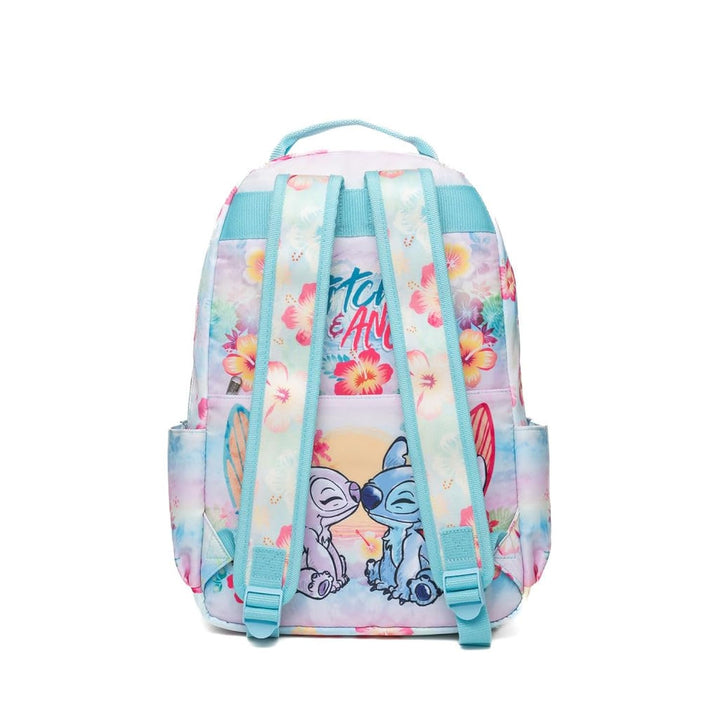 Wondapop Disney Stitch and Angel 15.5 Inch Junior Deluxe Nylon Backpack, Stitch and Angel, Kids School Bag with Laptop Sleeve &amp; Pockets