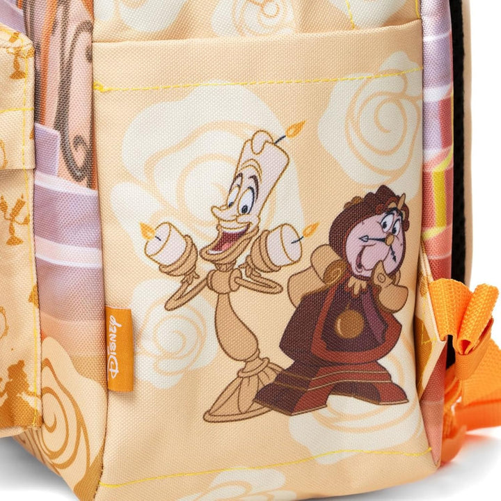 Wondapop Disney Princess Belle Backpack 16” Girls School Backpack with Laptop Sleeve, Front Pocket &amp; Side Pockets, Beauty and the Beast Bookbag for Kids