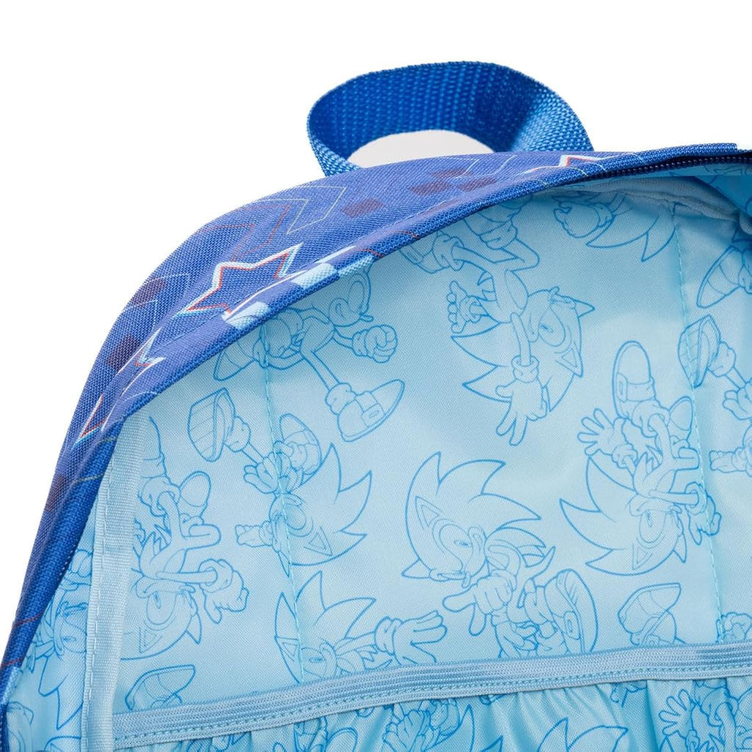 Wondapop SEGA Sonic the Hedgehog Backpack 16” Kids School Backpack with Laptop Sleeve, Front Pocket &amp; Side Pockets