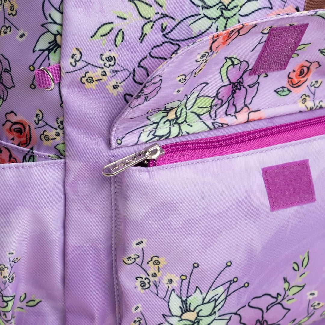 Wondapop Disney The Princess and the Frog Tiana Backpack, 15.5 Inch Princess Tiana Backpack with Padded Shoulder Straps, 14 Inch Device Compartment, Hidden Security Pocket, Front Pocket &amp; Side Pockets