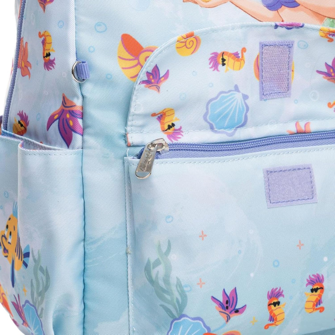 Wondapop Disney The Little Mermaid 15.5 Inch Junior Deluxe Nylon Backpack, Waves of Fun, Kids School Bag with Laptop Sleeve &amp; Pockets