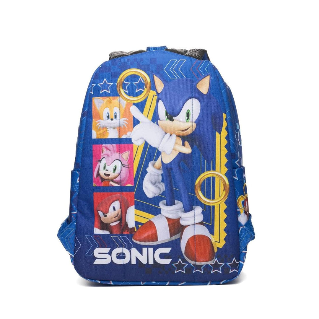 Wondapop SEGA Sonic the Hedgehog Backpack 16” Kids School Backpack with Laptop Sleeve, Front Pocket &amp; Side Pockets