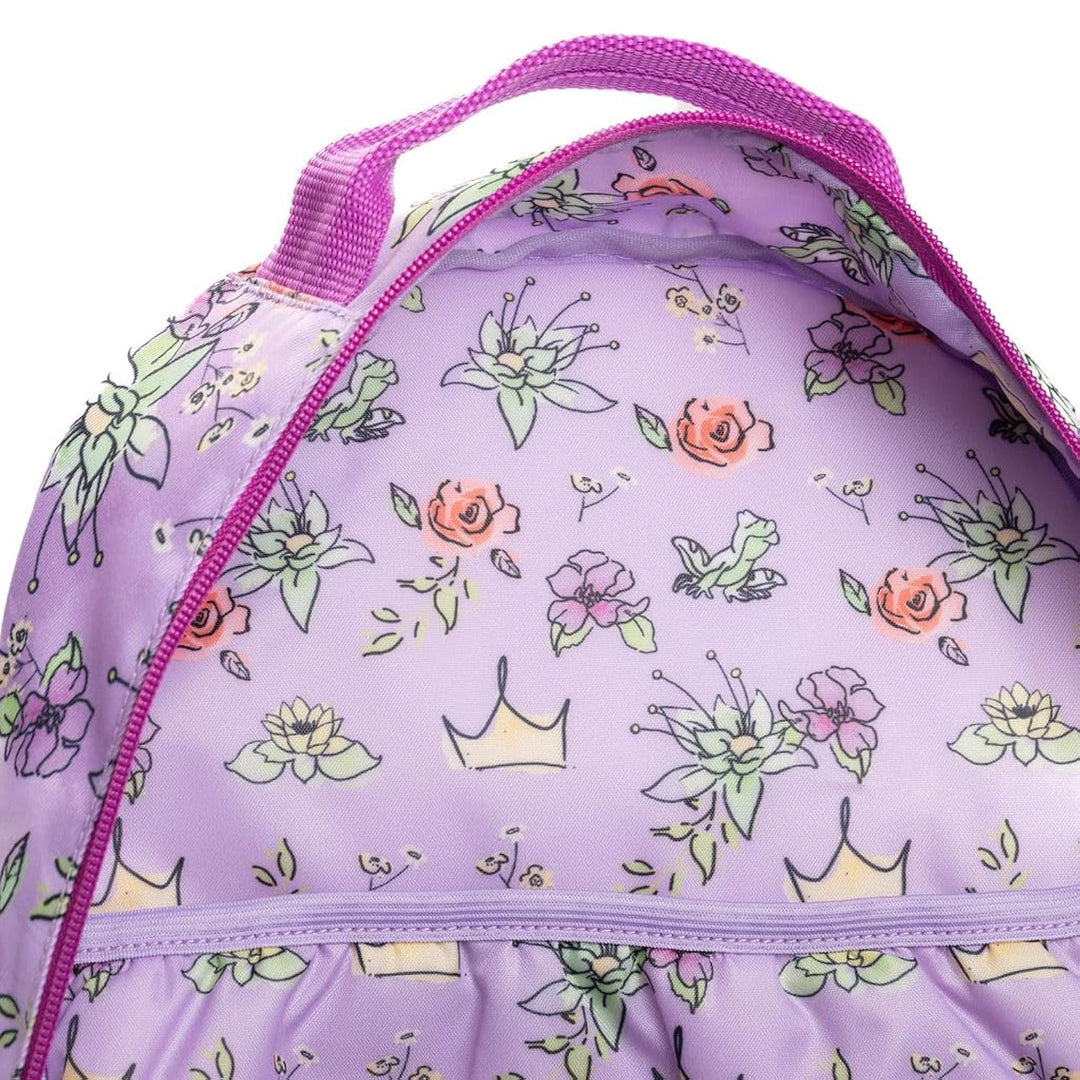 Wondapop Disney The Princess and the Frog Tiana Backpack, 15.5 Inch Princess Tiana Backpack with Padded Shoulder Straps, 14 Inch Device Compartment, Hidden Security Pocket, Front Pocket &amp; Side Pockets