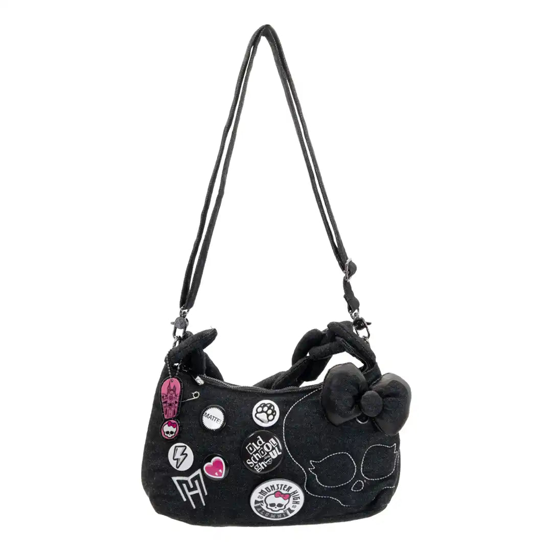Whatever Makes You Happy Monster High Alumni Padded Denim Baguette Crossbody Bag