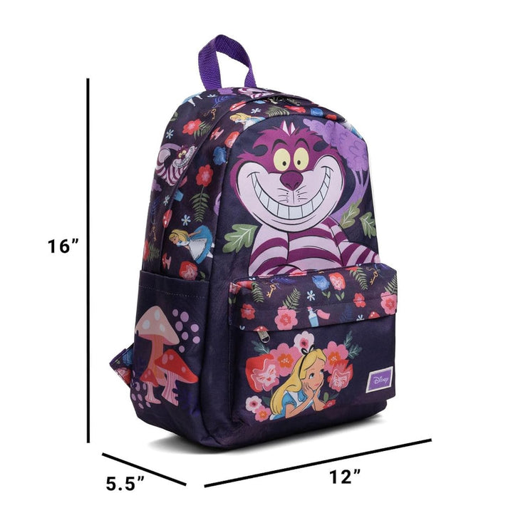 Wondapop Disney Alice in Wonderland Cheshire Cat Backpack 16” School Backpack with Laptop Sleeve, Front Pocket &amp; Side Pockets, Bookbag for Kids and Teens